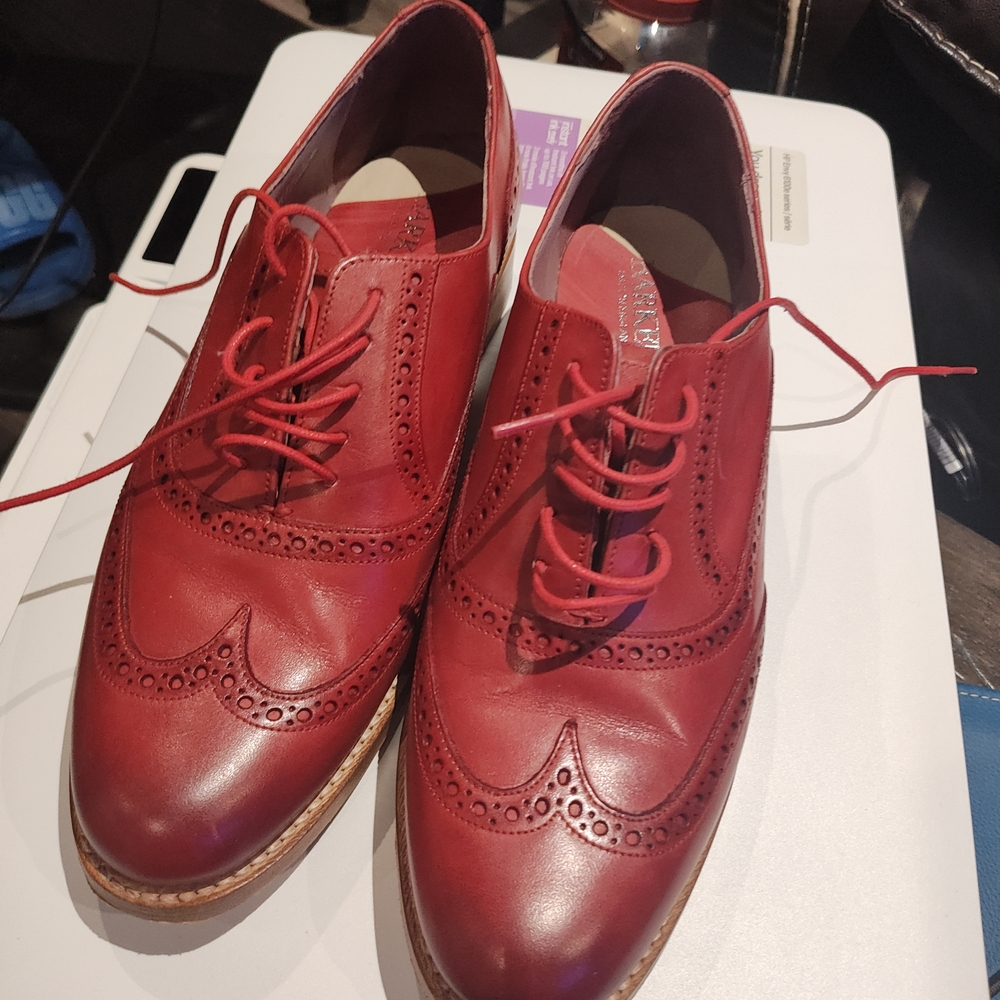 Chic Red Barker Leather Women's Loafers. Preowned